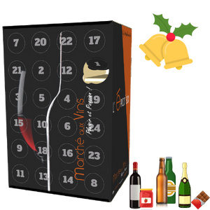 Photo de notre calendrier de l'avent, l'Épicur'Box avec des produits à côté